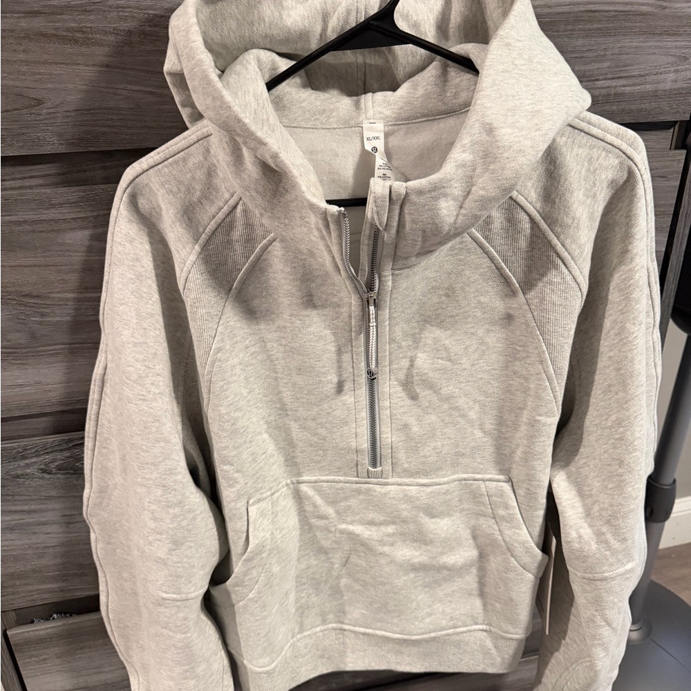 lululemon athletica Light Gray Cropped Scuba Oversized Half-Zip Hoodie
